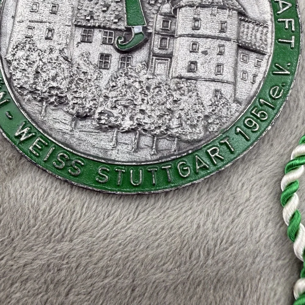 Vintage Estate Medal Silver German Carnival 1951 Karneval Jester Enamel 20in